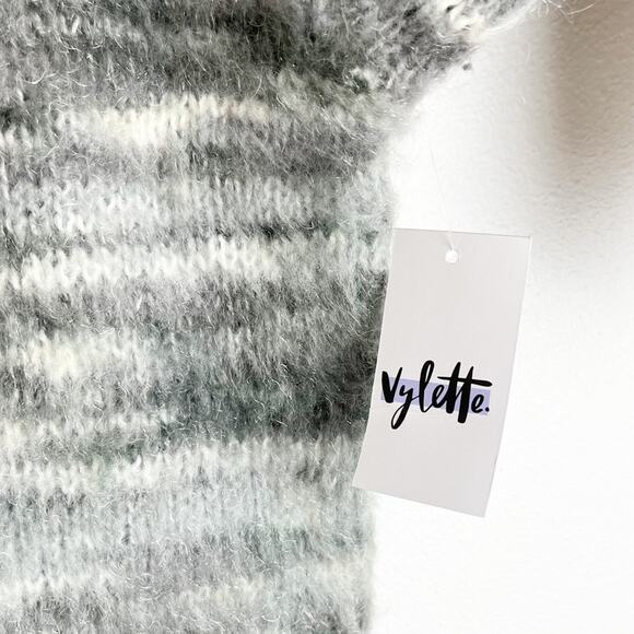 Vylette Womens Sweater Mock Neck Pullover Variegated Gray White Medium NWT - Picture 5 of 7